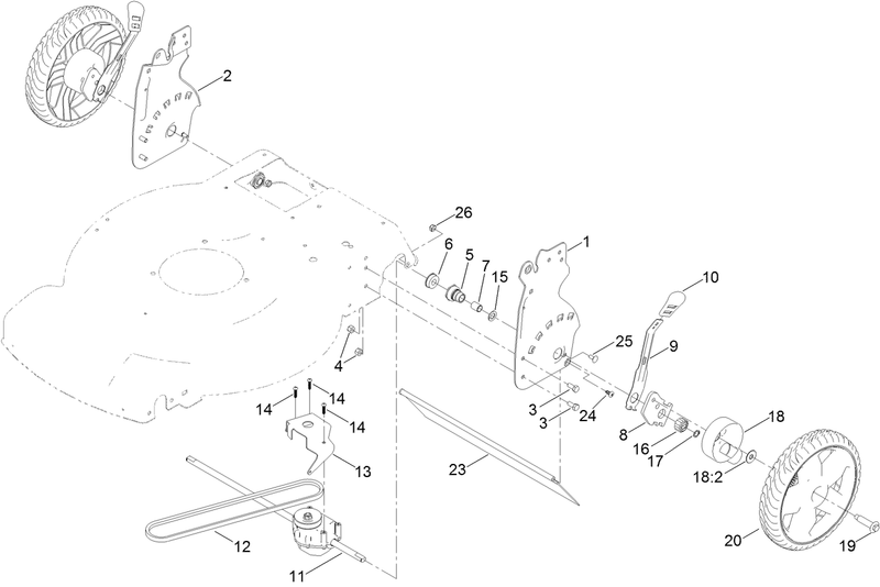 Rear Wheel and Height of Cut Assembly