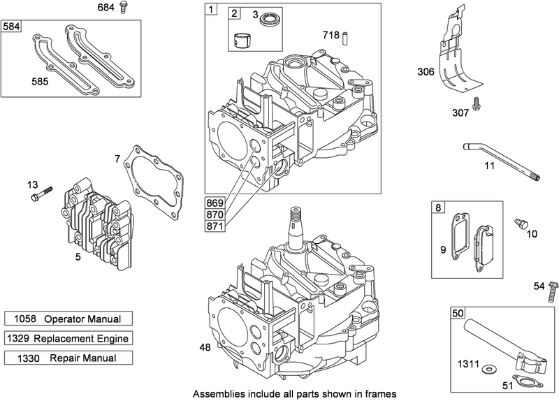 Cylinder and Cylinder Head Assembly Briggs and Stratton 124L02 0126 F1