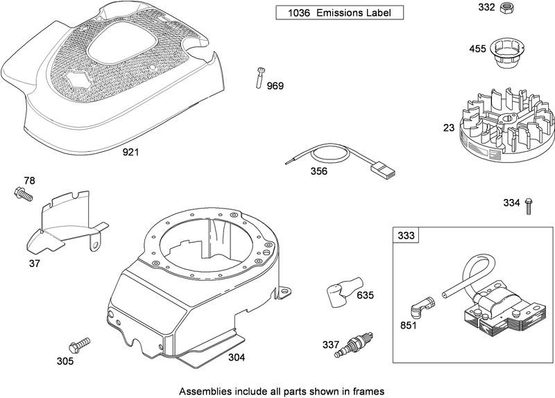 Blower Housing Flywheel and Ignition Assembly Briggs and Stratton 124L02 0126 F1