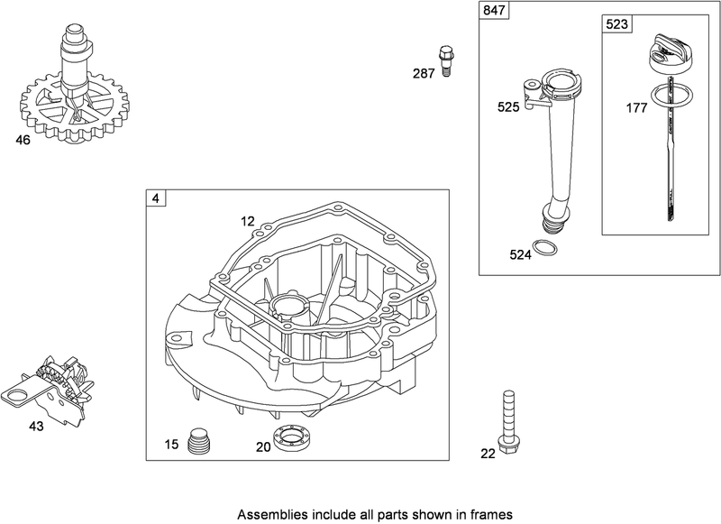 Crankcase Cover and Sump Assembly Briggs and Stratton 124L02 0126 F1