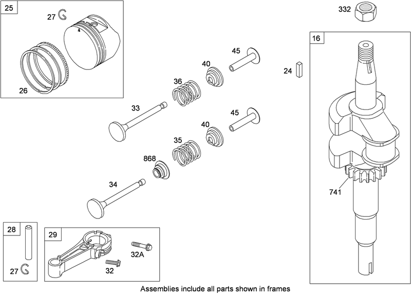 Crankshaft Piston Ring and Connecting Rod Assembly Briggs and Stratton 124L02 0126 F1