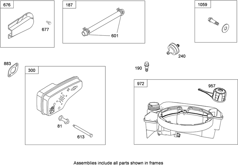 Muffler and Fuel Tank Assembly Briggs and Stratton 124L02 0126 F1