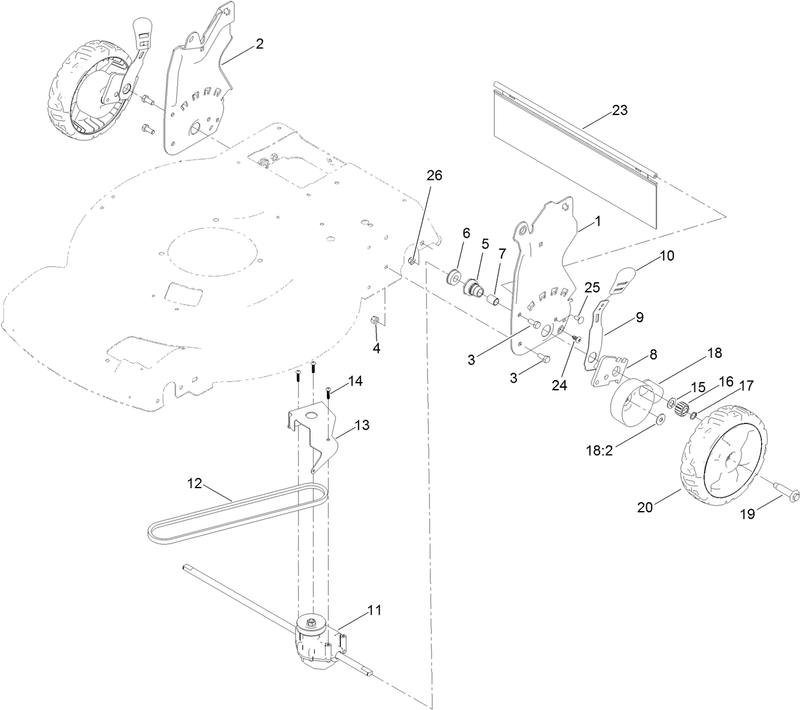 Rear Wheel and Height of Cut Assembly