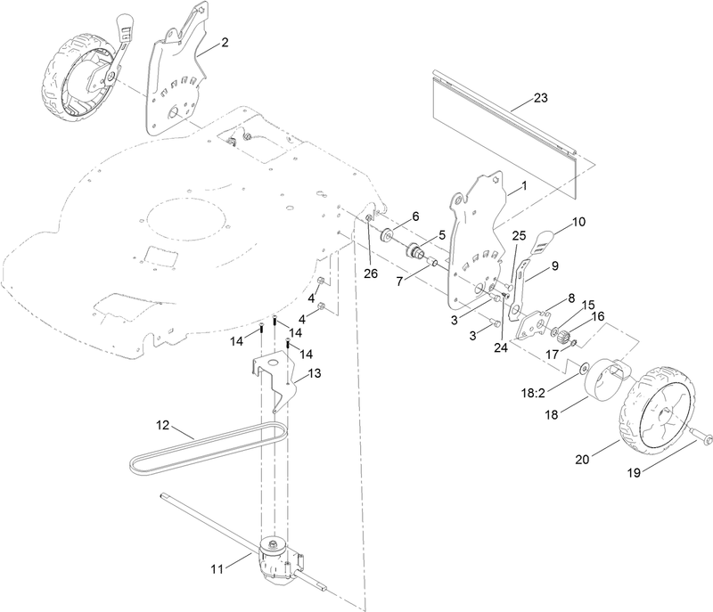 Rear Wheel and Height of Cut Assembly