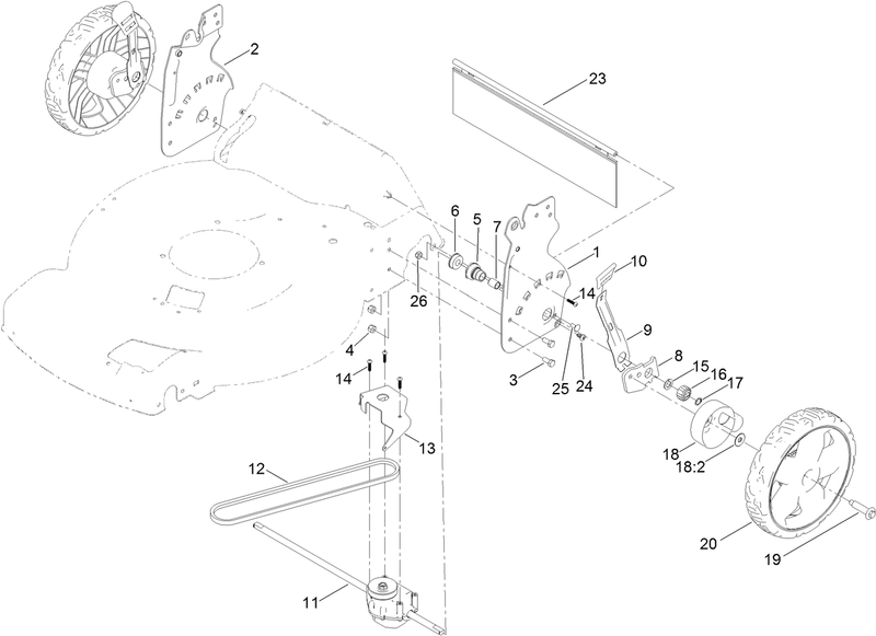 Rear Wheel and Height of Cut Assembly
