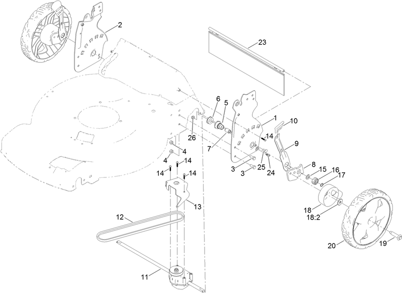 Rear Wheel and Height of Cut Assembly