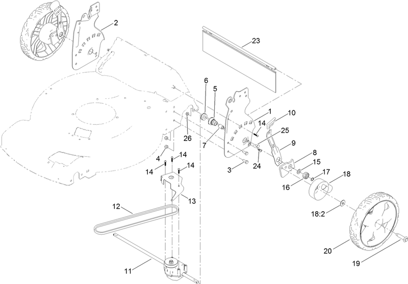 Rear Wheel and Height of Cut Assembly