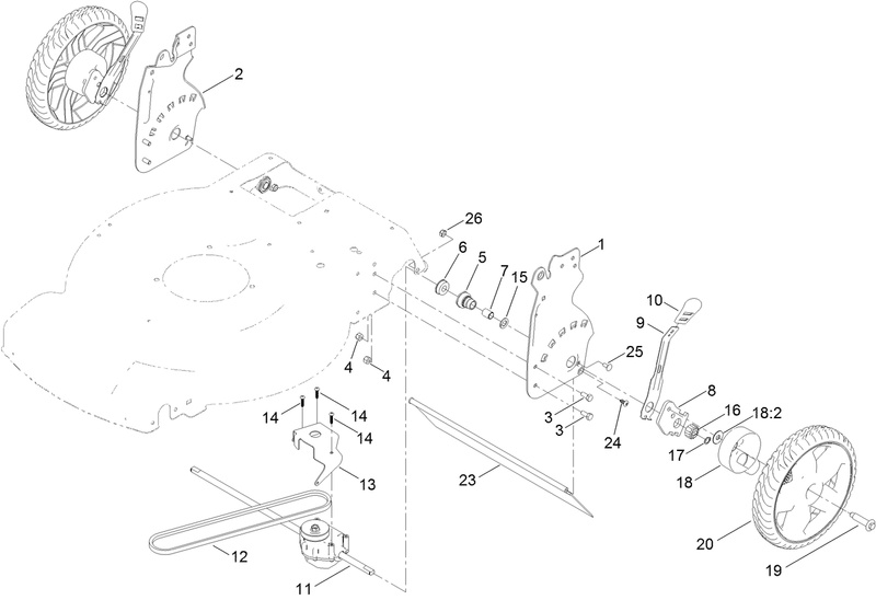 Rear Wheel and Height of Cut Assembly