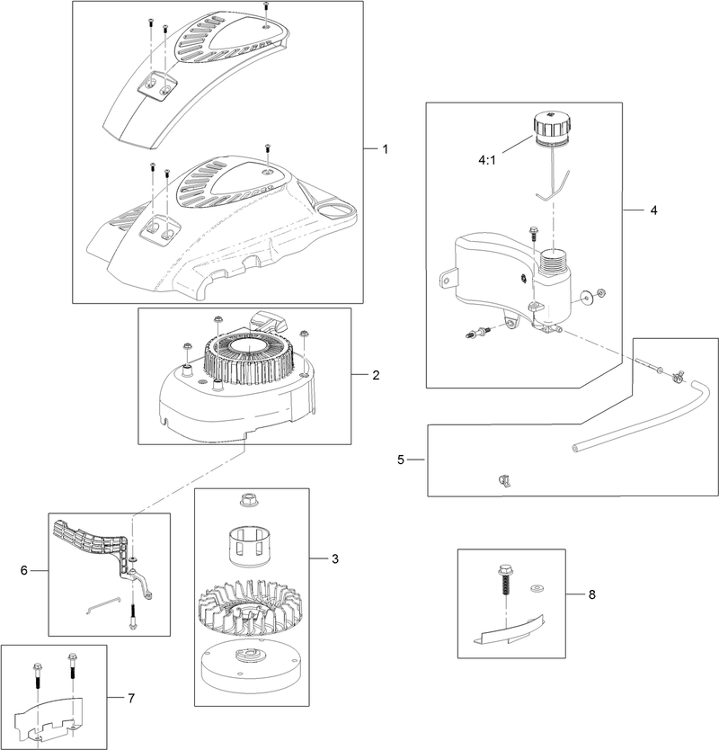 Shroud Flywheel and Fuel Tank Assembly Engine Assembly No 120 4412