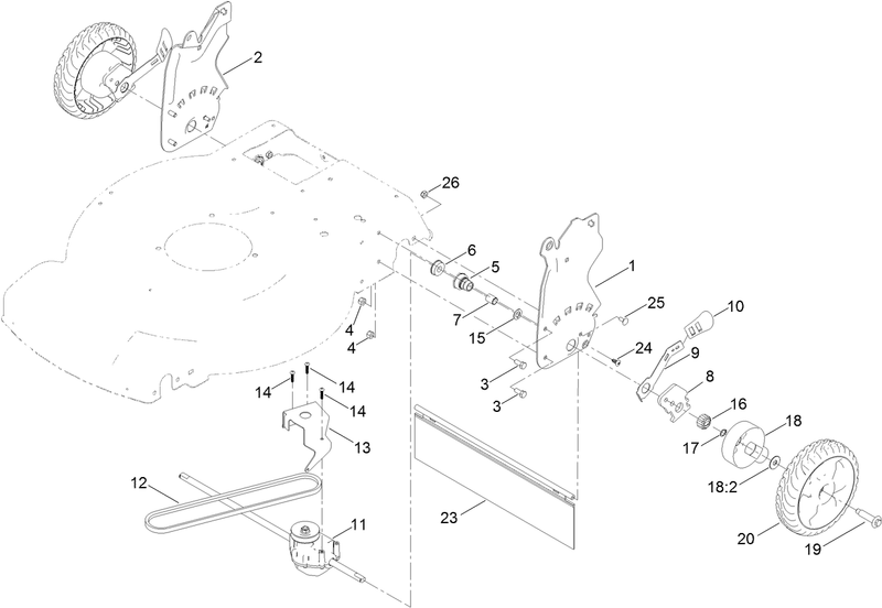 Rear Wheel and Height of Cut Assembly