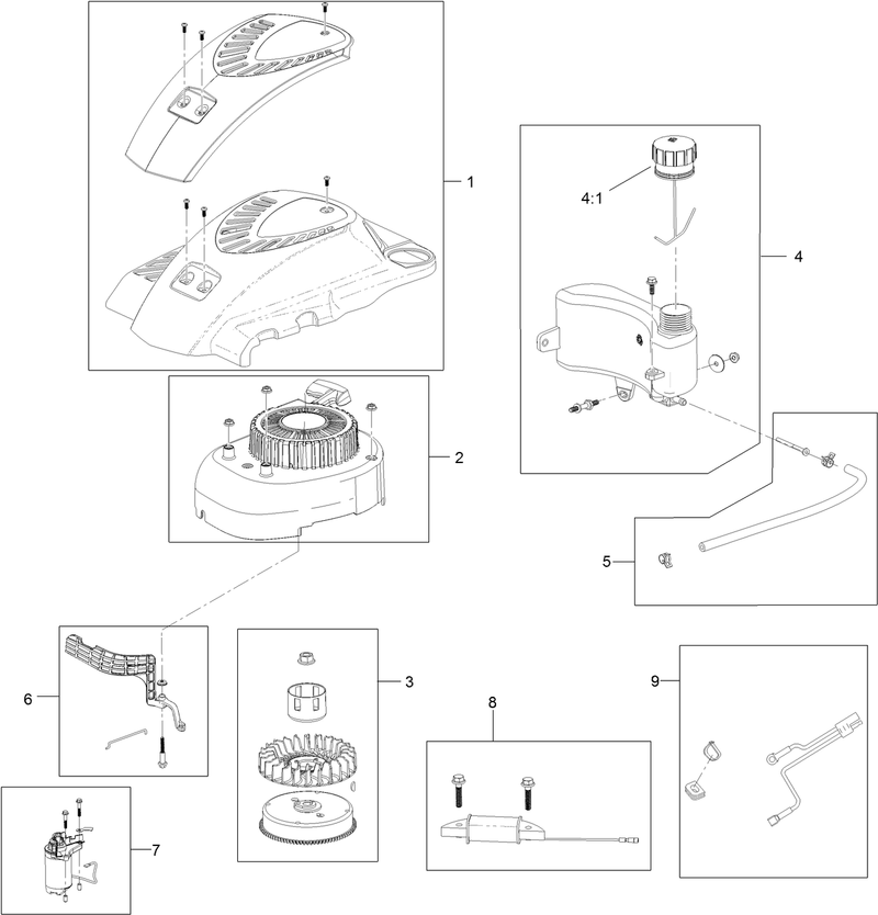 Shroud Flywheel and Fuel Tank Assembly Engine Assembly No 120 4413