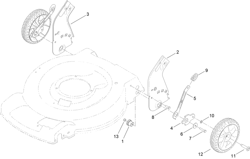 Rear Wheel and Height of Cut Assembly