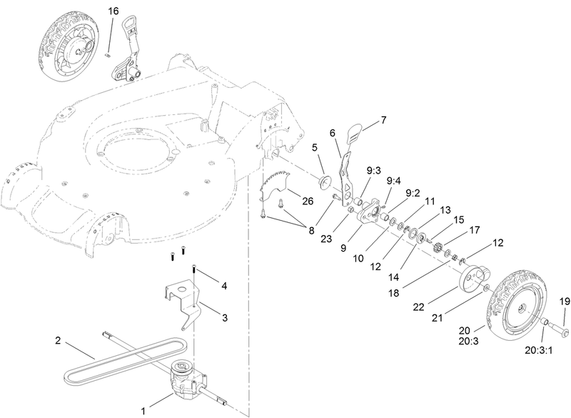 Transmission and Rear Wheel Assembly