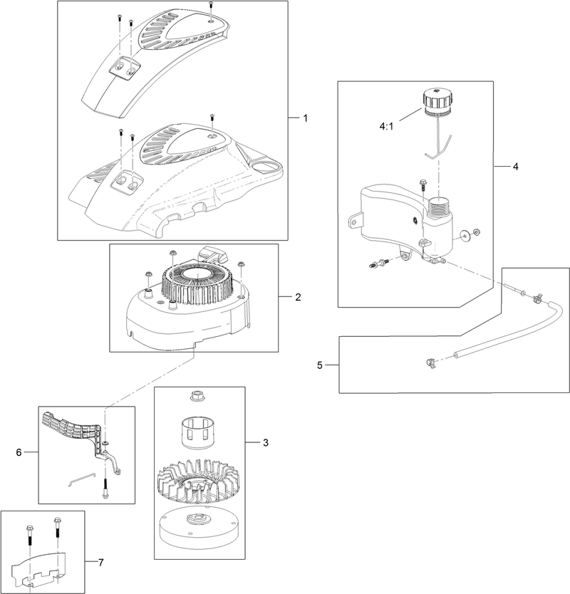 Shroud Flywheel and Fuel Tank Assembly