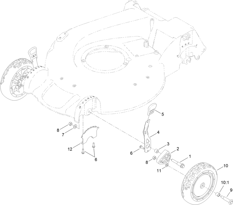 Front Wheel and Height of Cut Assembly