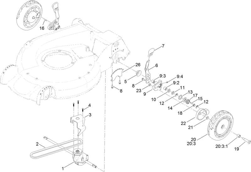 Rear Wheel and Height of Cut Assembly