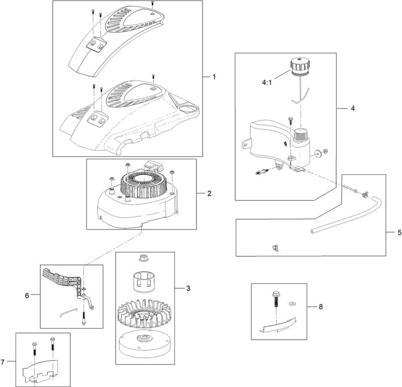 Shroud Flywheel and Fuel Tank Assembly Engine Assembly No 120 4412