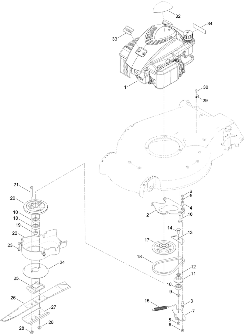 Engine and Blade Drive Assembly