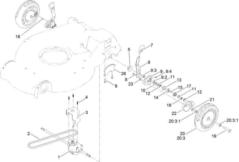 Rear Wheel and Height of Cut Assembly