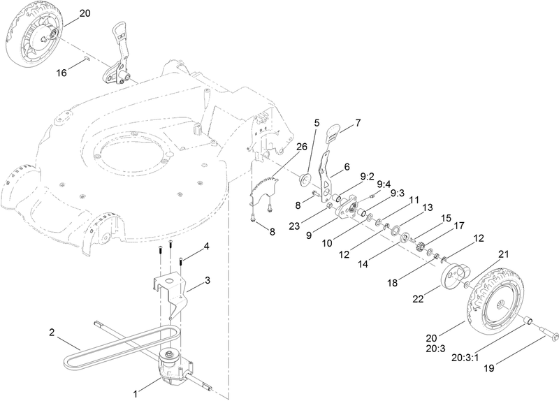 Rear Wheel and Height of Cut Assembly