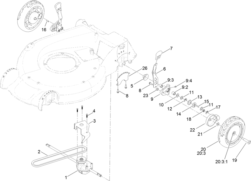 Rear Wheel and Height of Cut Assembly