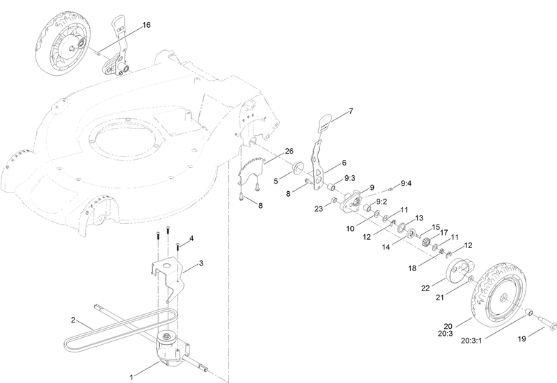 Rear Wheel and Height of Cut Assembly