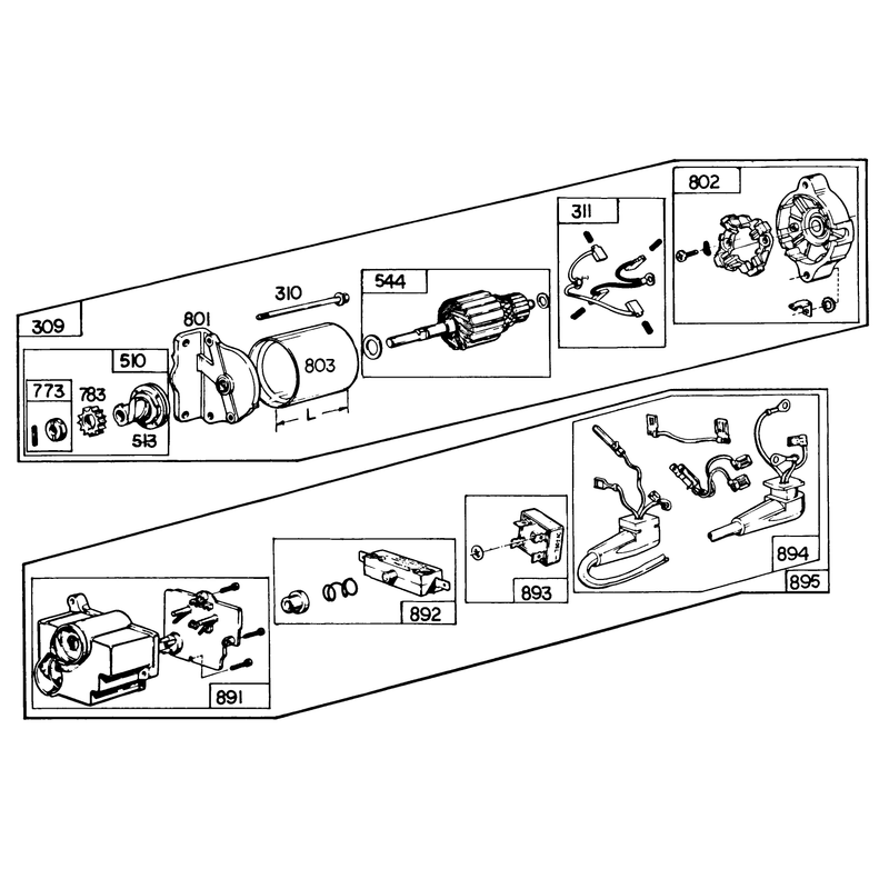 Starter Motor Kit Model No. 37-4630 (8 H.p. & 11 H.p. Snowthrowe