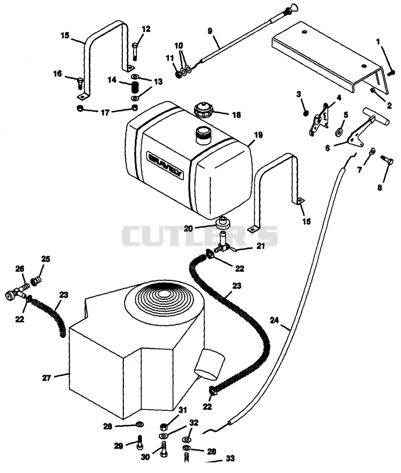 FUEL AND EXHAUST SYSTEM - 16 & 17 H.P.