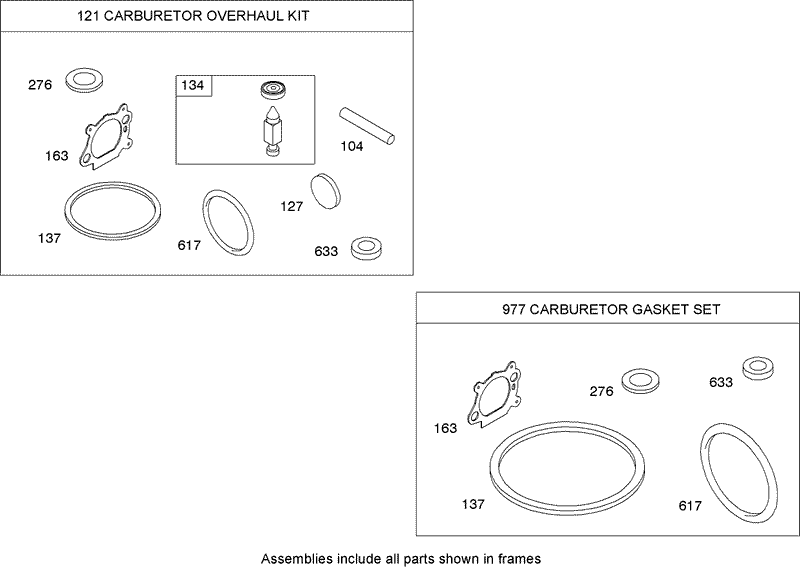 Carburetor Overhaul Kit Briggs and Stratton 126T02 1841 B1