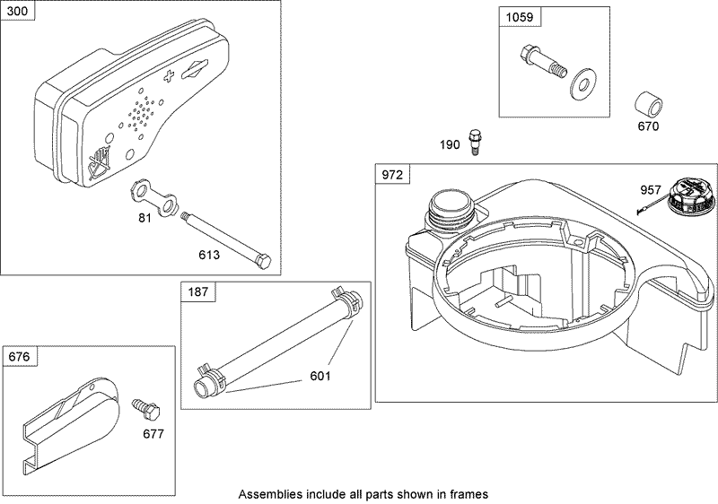 Muffler and Fuel Tank Assembly Briggs and Stratton 126T02 1841 B1