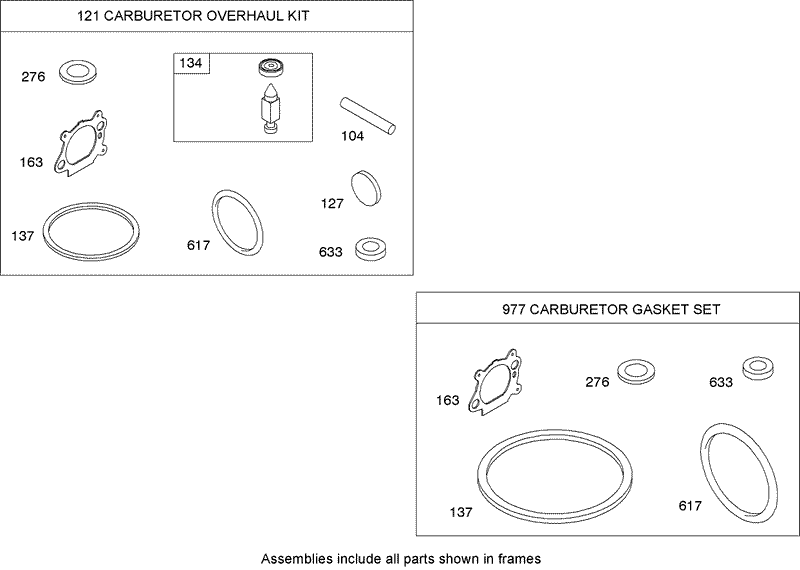 Carburetor Overhaul Kit Briggs and Stratton 126T05 1840 B1