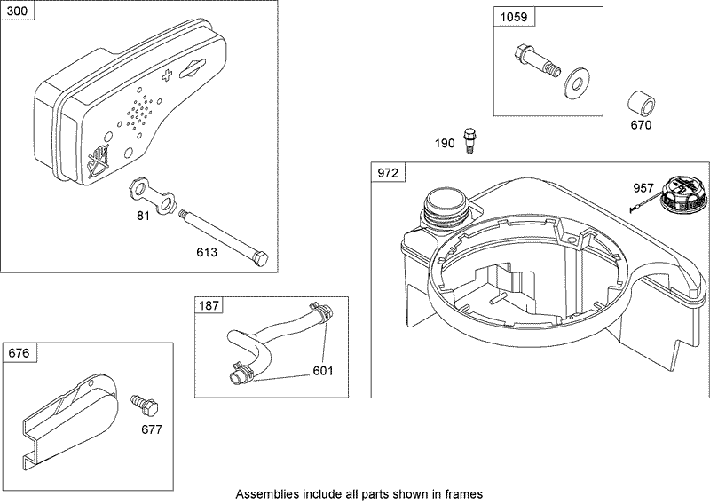 Muffler and Fuel Tank Assembly Briggs and Stratton 126T05 1840 B1