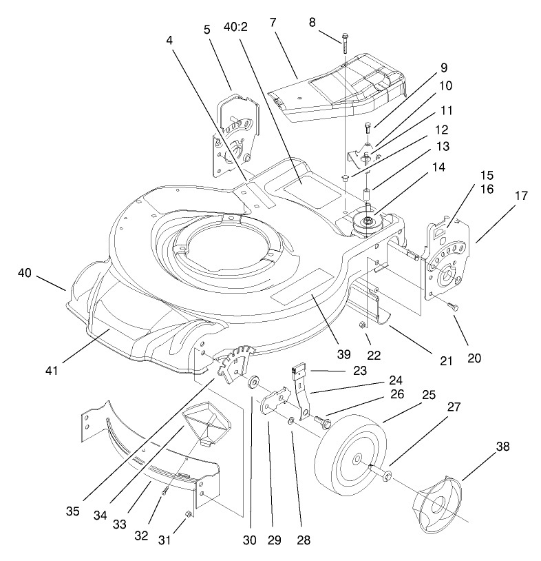 Housing Handle Brackets and Wheel Assembly
