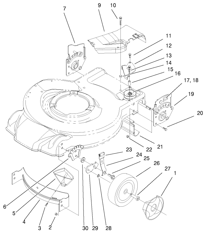 Housing Handle Brackets and Wheel Assembly