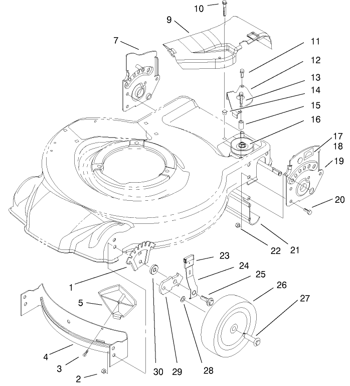 Housing Handle Brackets And Wheel Assembly