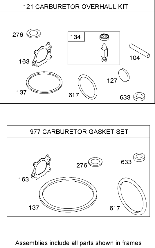 Carburetor Overhaul Kit Briggs and Stratton 12H802 2032 B1