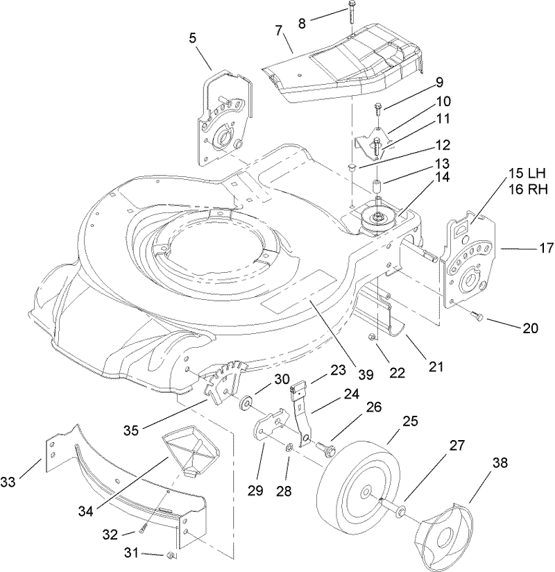 Housing Handle Bracket and Wheel Assembly