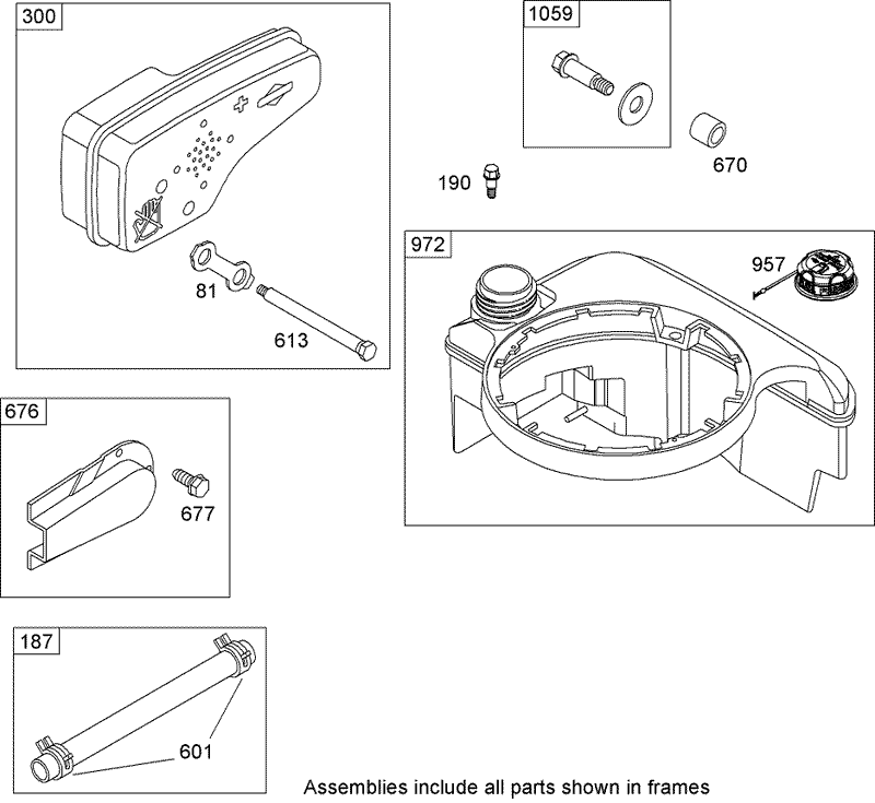 Muffler and Fuel Tank Assembly Briggs and Stratton 12H802 2032 B1