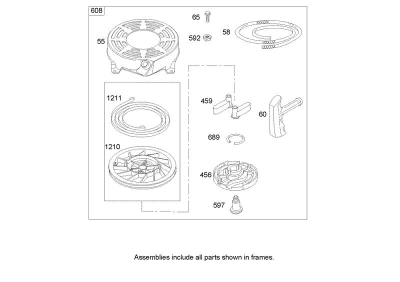 Recoil Starter Assembly Briggs and Stratton 122K02 0172 E1