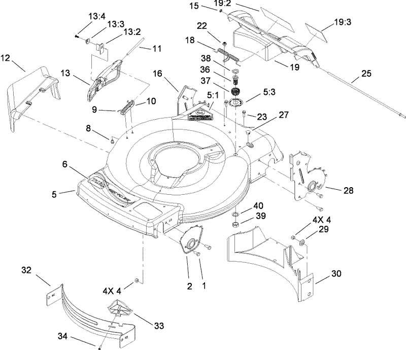 Deck Side Chute and Rear Door Assembly