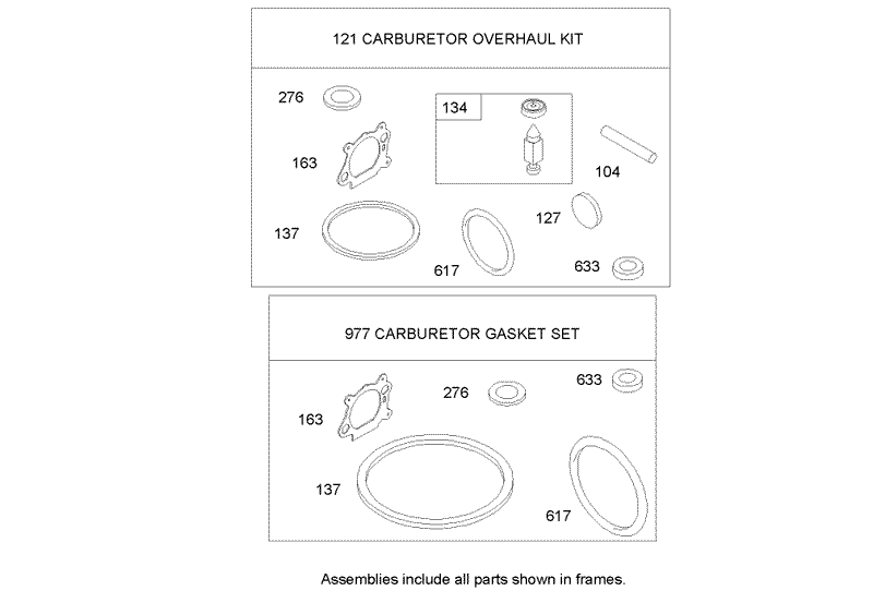 Carburetor Overhaul Kit Assembly Briggs and Stratton 122K05 0171 E1 Carburetor Overhaul Kit Assembly