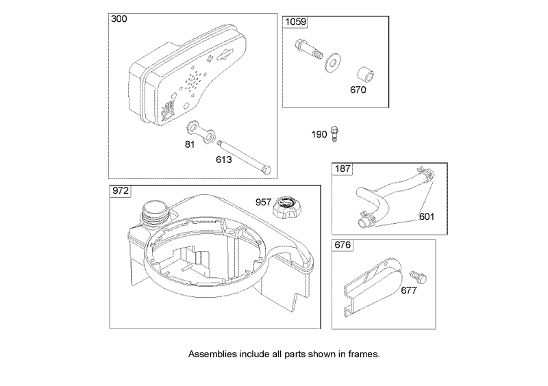 Muffler and Fuel Tank Assembly Briggs and Stratton 122K05 0171 E1