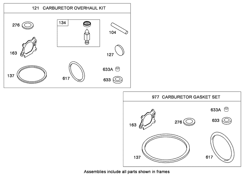 Carburetor Overhaul Kit Briggs and Stratton 126T05 0240 B1
