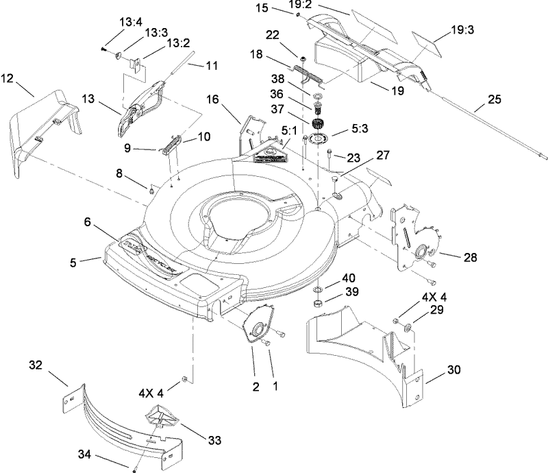 Deck Side Chute and Rear Door Assembly