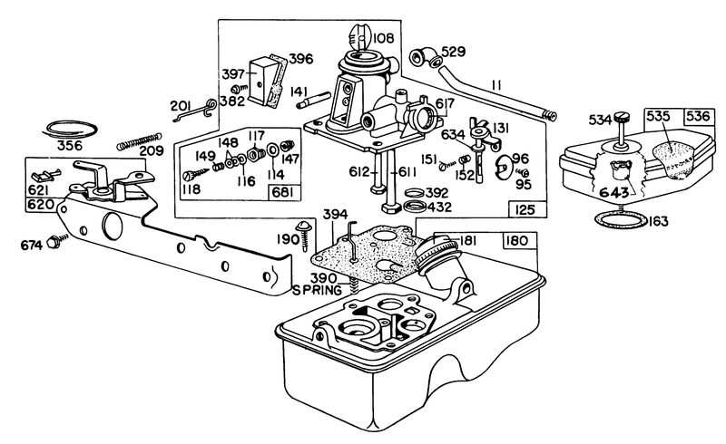 Carburetor Assembly Briggs and Stratton Model No 92908 2054 01