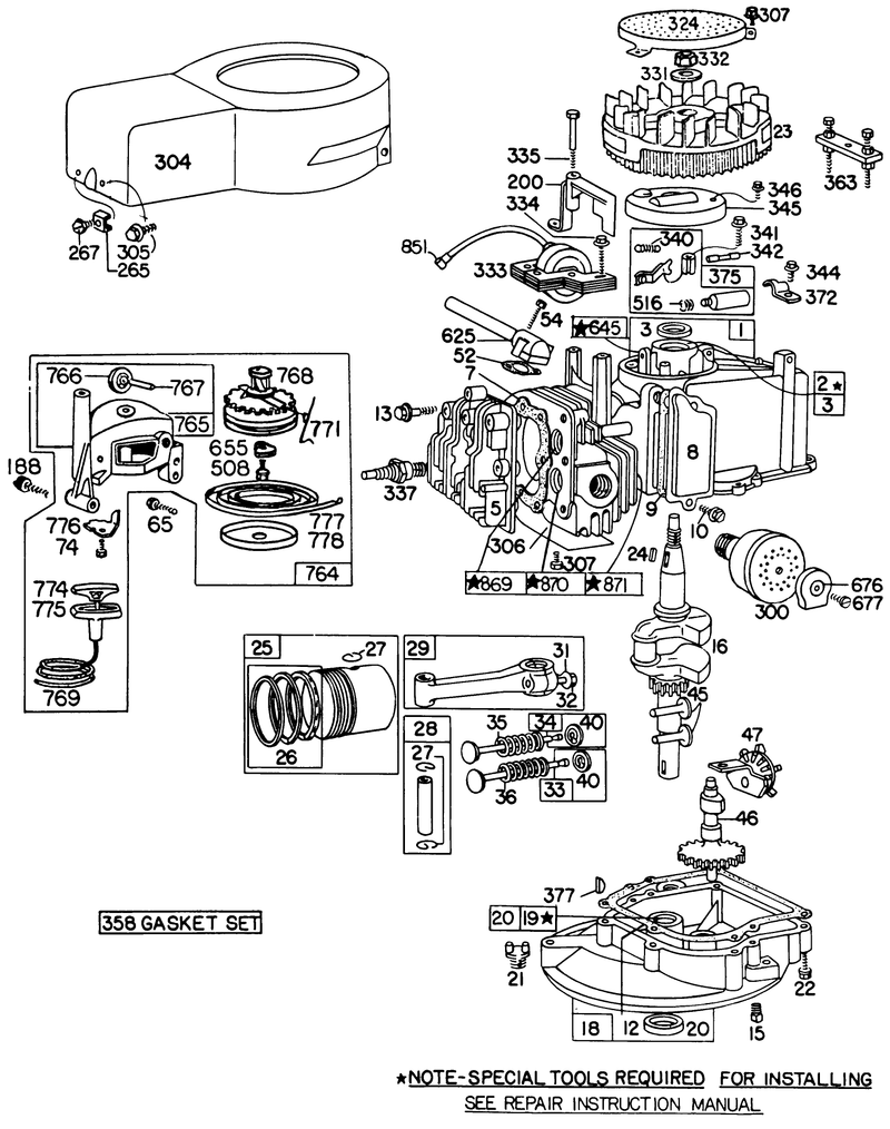 Engine Briggs and Stratton Model No 92908 2054 01