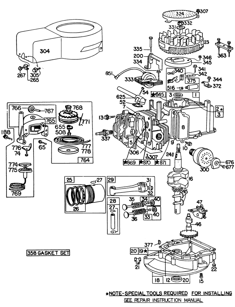 Briggs and Stratton Engine Model No 92908 2054 01 Briggs and Stratton Engine Model No 93508 0196 01