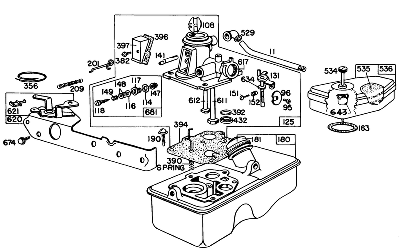 Carburetor Assembly Briggs and Stratton Model No 92908 2054 01