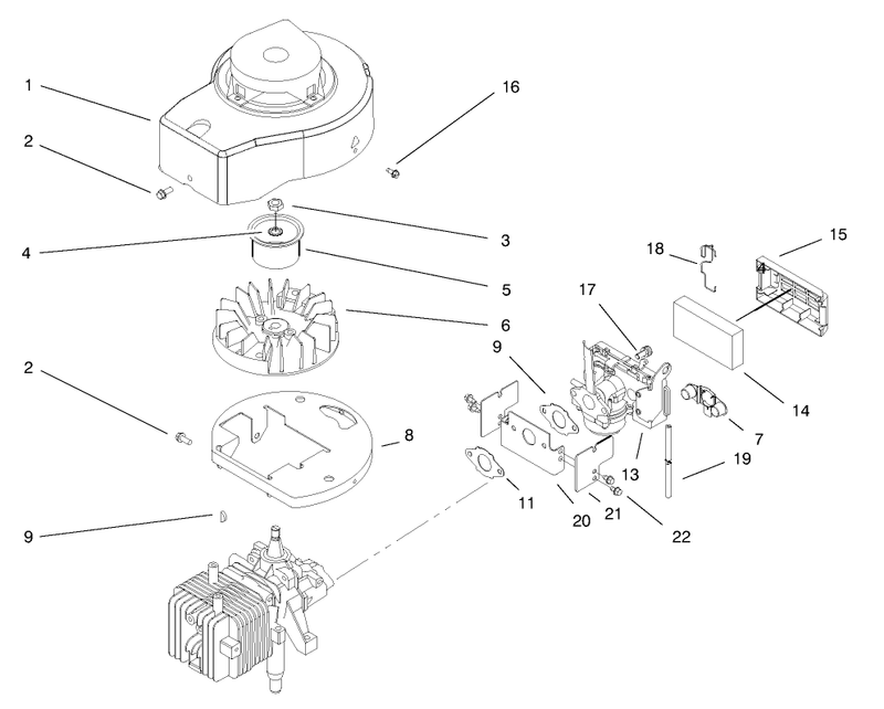 Shroud Crankcase and Carburetor Assembly