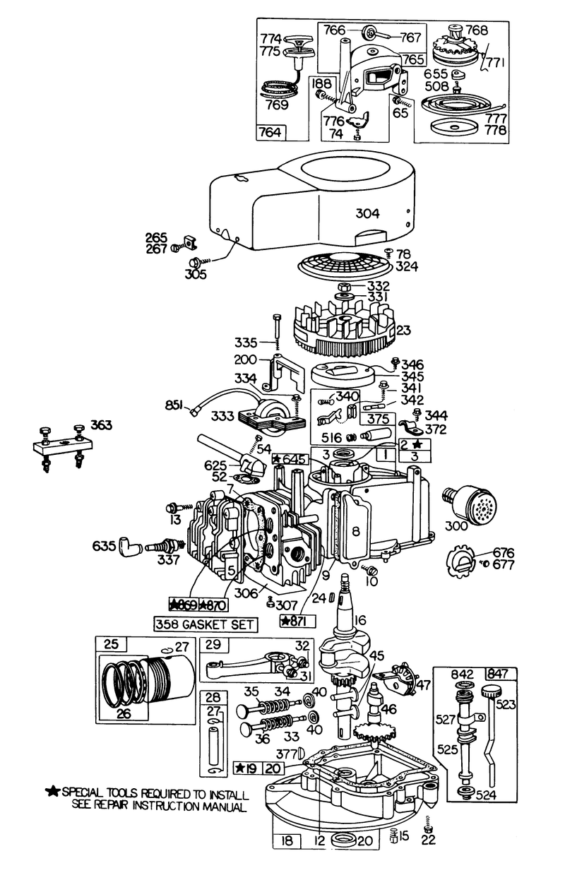 Engine Briggs and Stratton Model 110908 0424 01 And Model 110908 0405 01
